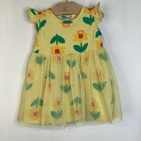 Size 12-18m (75): Hanna Andersson Yellow Floral Short Sleeve Tulle Dress