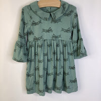 Size 6-12m: Kate Quinn Green Grasshopper Long Sleeve Dress