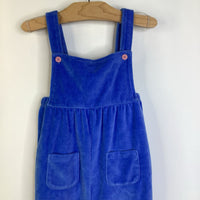 Size 2-3: Baby Boden Blue/Floral Print Velour Overalls