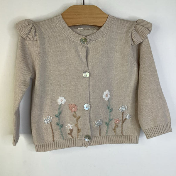 Size 6-9m: Elegant Baby Light Brown Floral Button-Up Cardigan- New w/ Tags