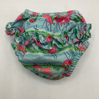 Size 12m: IPlay Baby Wear Blue Green Pink Flamingos UPF 50 Swim Diaper