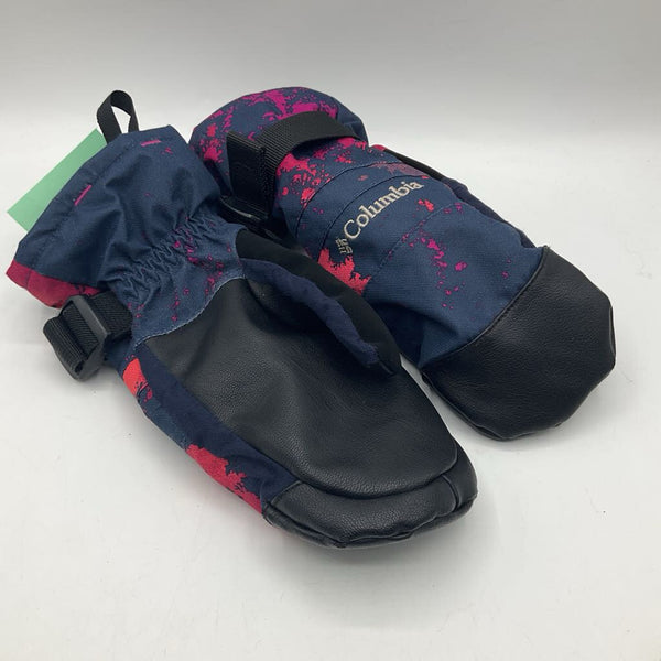 Size Youth L: Columbia Navy Blue/Pink Snow Mittens