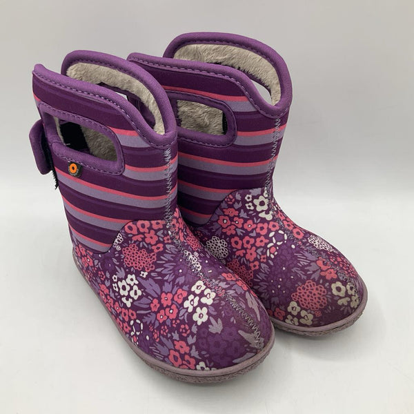 Size 9: Bogs Purple Floral Insulated Rain/Snow Boots