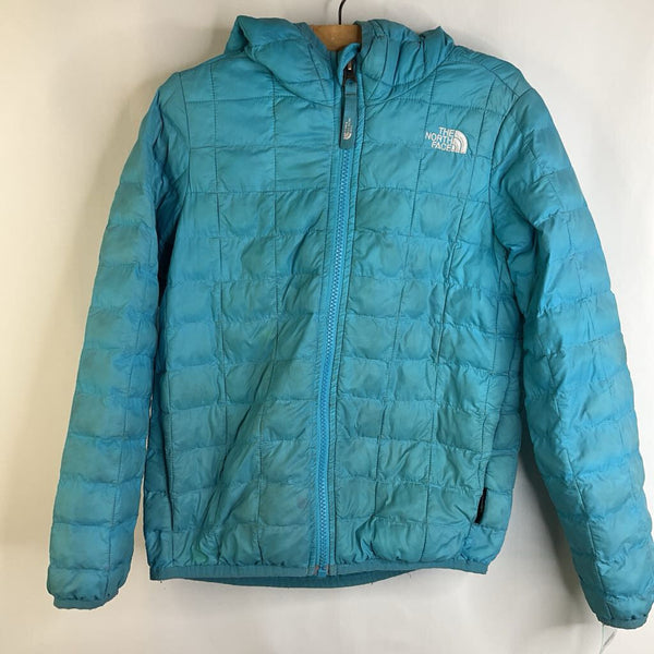 Size 6: The North Face Light Blue Quilted Zip-Up Hooded Puffer Coat - REDUCED