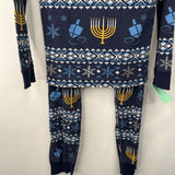 Size 6-7 (120): Hanna Andersson Blue Snowflakes/Menorah Print 2pc PJs