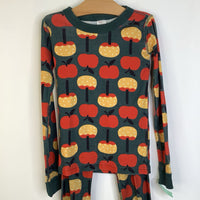 Size 8 (130): Hanna Andersson Green Carmel Apple Print 2pc PJs