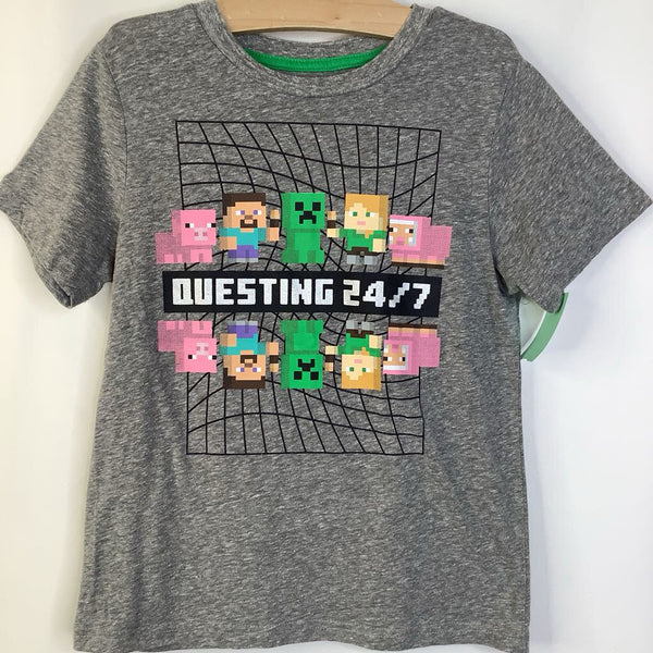 Size 6-7: Minecraft Grey "Questing 24/7" T-Shirt