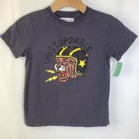 Size 7: Zara Grey "Unstoppable" Sequin Tiger In Helmet T-Shirt