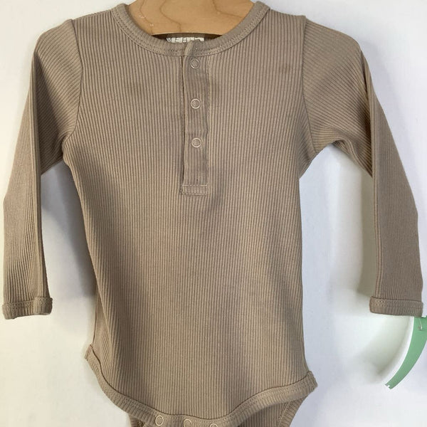 Size 3-6m: Mebie Baby Light Brown Ribbed Long Sleeve Onesie