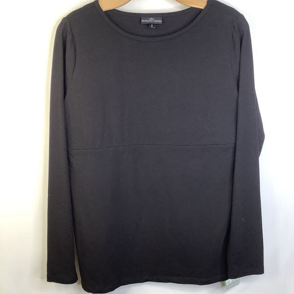 Size S: Nursing Queen Black Long Sleeve Nursing Shirt