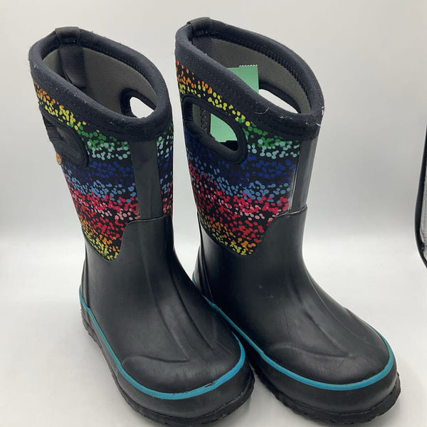 Size 11: Bogs Black/Colorful Polka Dots Insulated Rain Boots