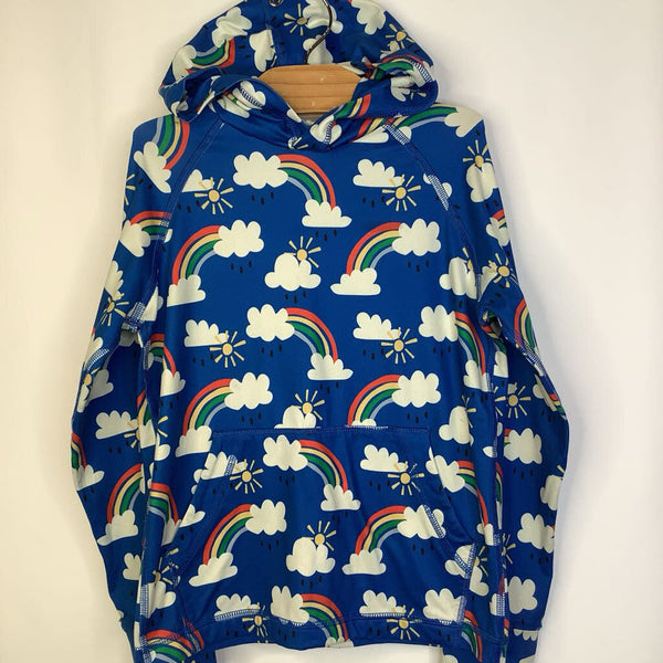 Size 6-7 (120): Hanna Andersson Blue Rainbow Print Light Hoodie