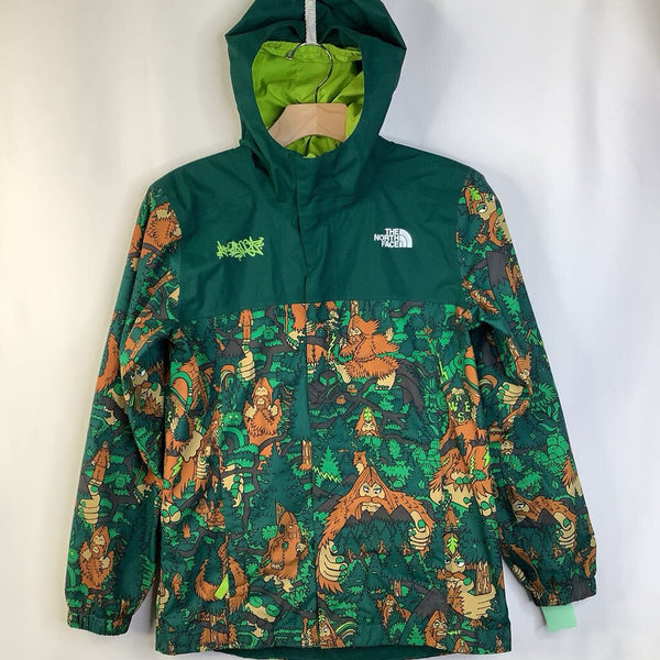 Size 10-12: The North Face Green Sasquatch Print Zip-Up Rain Coat