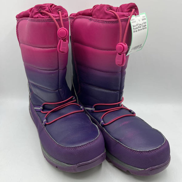 Size 6Y: Lands End Purple/Pink Toggle Strap Snow Boots