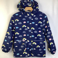 Size 8: Jan & Jul Blue Rainbow Print Zip-Up Fleece Lined Rain Coat