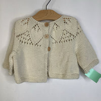 Size 6-12m: The Blueberry Hill White Crochet Button-Up Cardigan