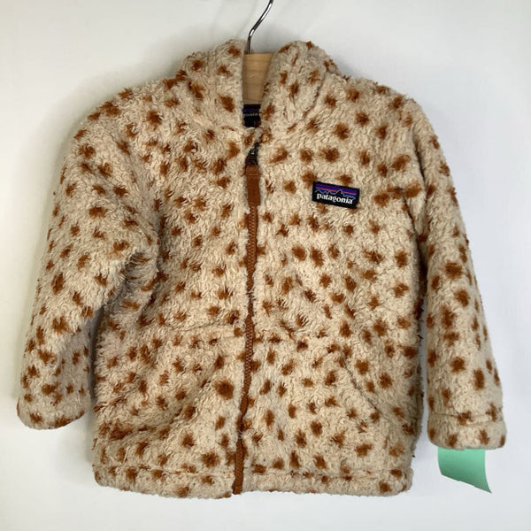 Size 6-12m: Patagonia Giraffe Print Zip-Up Fuzzy Coat W/Ears