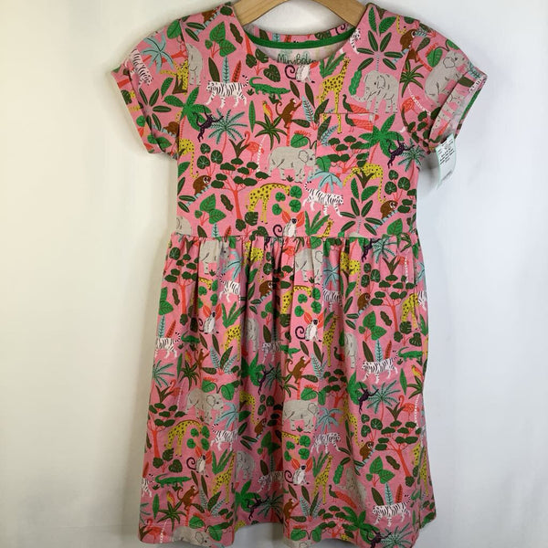 Size 9-10: Mini Boden Pink Green Jungle Short Sleeve Dress