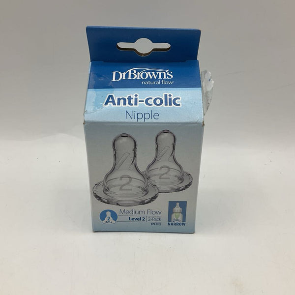 Size 2: Dr.Browns Anti-Colic 2pc Nipple Set-NEW