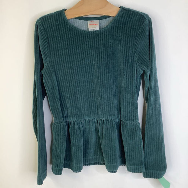 Size 6-7 (120): Hanna Andersson Green Ribbed Long Sleeve Shirt