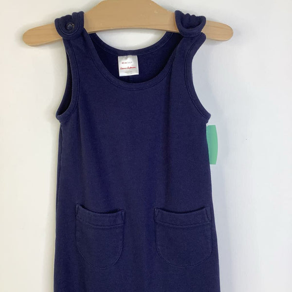 Size 2 (85): Hanna Andersson Dark Blue Tank Long Romper w/ Pockets