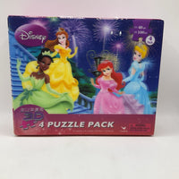 Disney Princess Super 3D 4 Puzzle Pack 48-100pc Each - NEW