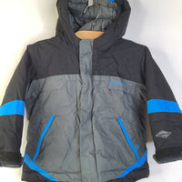 Size 2: Columbia Black/Grey Blue Detail Omni-Heat Insulated Zip-Up Winter Coat