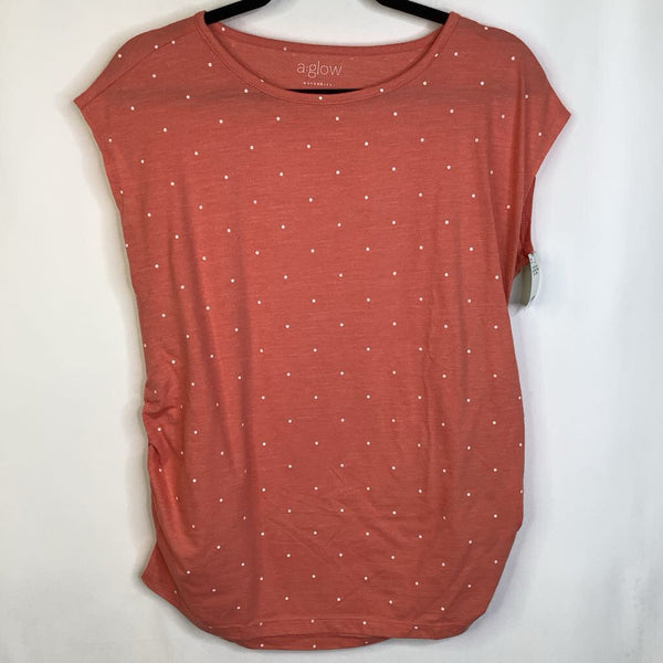 Size S:A-glow Coral White Polka Dots T-Shirt