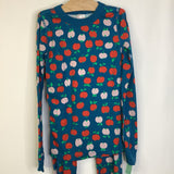 Size 10 (140): Hanna Anderson Blue Red Apples 2pc PJS