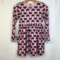 Size 10 (140): Hanna Anderson Pink Black Cat Long Sleeve Dress