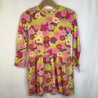 Size 10 (140): Tea Bright Yellow Pink Floral Long Sleeve Dress