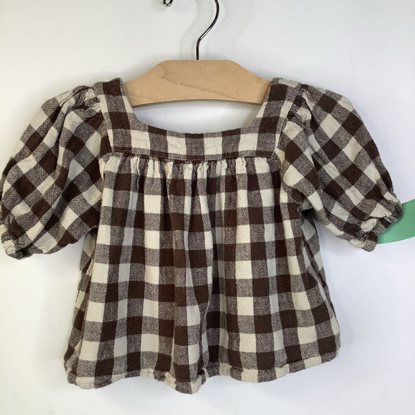 Size 2-3: Rylee + Crew Brown White Checkered Long Sleeve Shirt