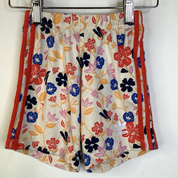 Size 18-24m: Adidas Creme Red/Colorful Floral Shorts