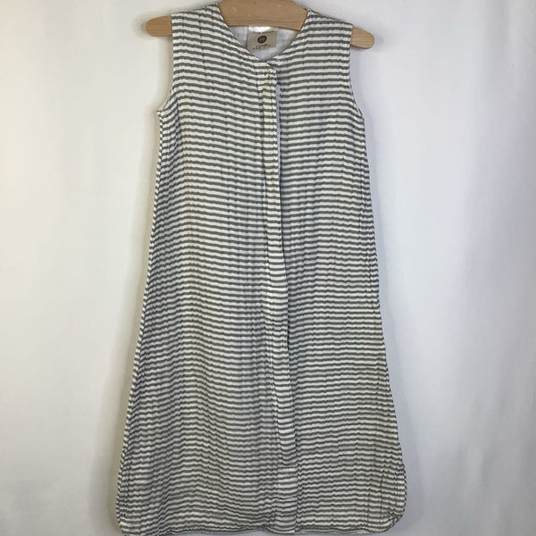 Size M (6-12m): Little Unicorn Grey/White Striped Sleepsack