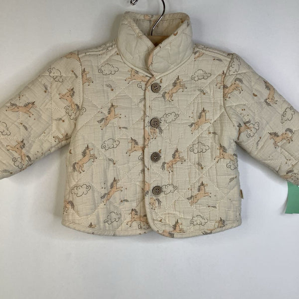 Size 12-18m: Quincy Mae Creme/ Unicorns Quilted Button-Up Sweater