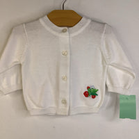 Size 0-3m: Gap White/ Strawberries Button-Up Knitted Cardigan