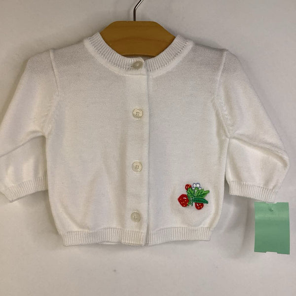 Size 0-3m: Gap White/ Strawberries Button-Up Knitted Cardigan