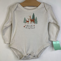 Size 3-6m: Finn + Emma White "Deer Of My Heart" Long Sleeve Onesie