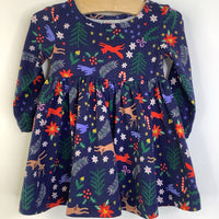 Size 3-6m (60): Hanna Andersson Blue/Holiday Symbols Print Long Sleeve Dress