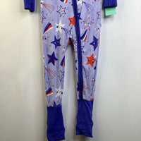 Size 3: Little Sleepies Blue/Red/White Shooting Stars Print 1pc Footy PJs