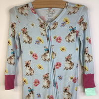 Size 18-24m: Posh Peanut Light Blue/Flowers & Bunnies Print 1pc Footy PJs