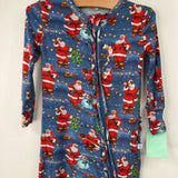 Size 9-12m: Posh Peanut Blue/Santa Print 1pc Footy PJs
