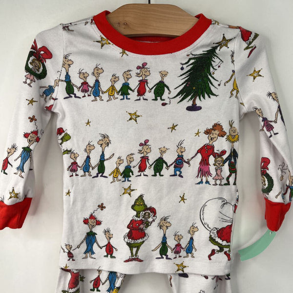 Size 2: Pottery Barn White Dr.Seuss The Grinch Who Stole Christmas Print 2pc PJs