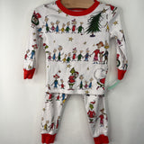 Size 2: Pottery Barn White Dr.Seuss The Grinch Who Stole Christmas Print 2pc PJs