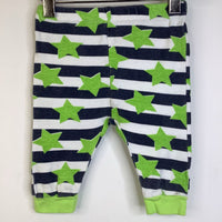 Size 6m: Mini B White/Blue Striped & Green Stars Pants Pants