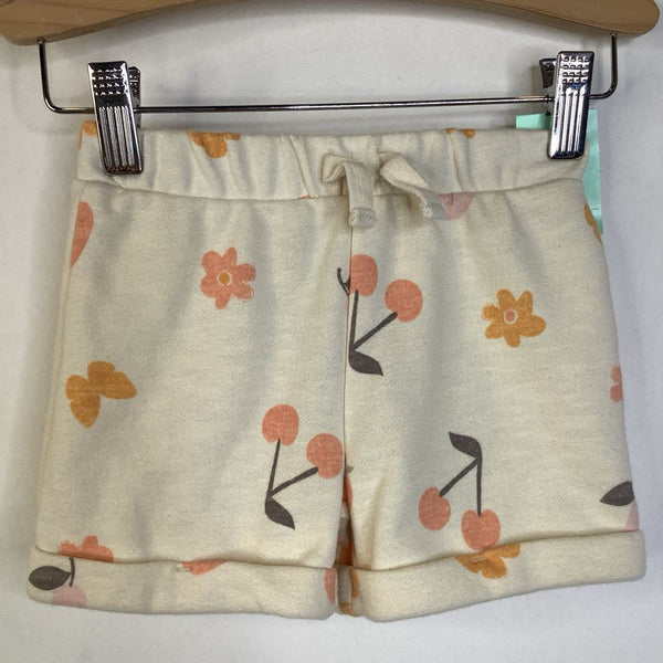 Size 3: Pekkle Creme/Butterfly & Cherries Print Cozy Shorts