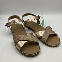 Size 3Y: Tucker + Tate Tan Sparkly Buckle Strap Sandals