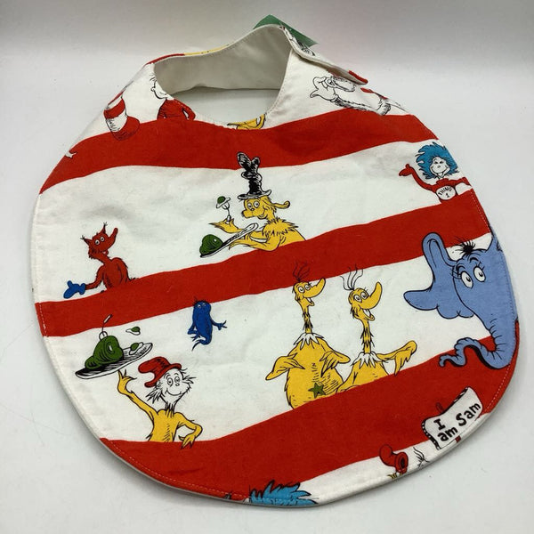 Dr. Seuss White Red Stripe Waterproof Bib