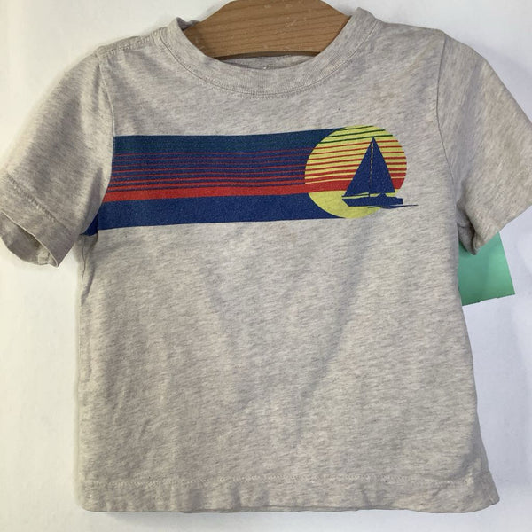 Size 3 (90): Hanna Andersson Grey Blue Sail Boat Sunset T-Shirt