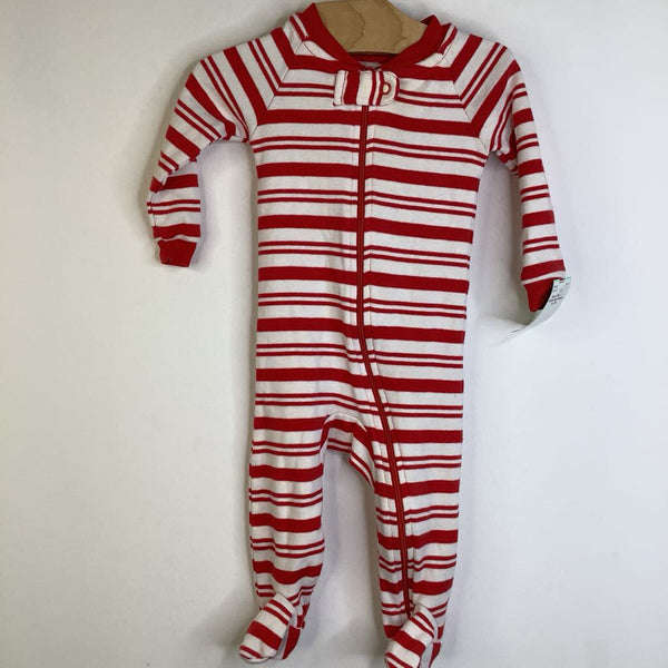 Size 0-3m: Pact White/Red Striped 1pc Pjs